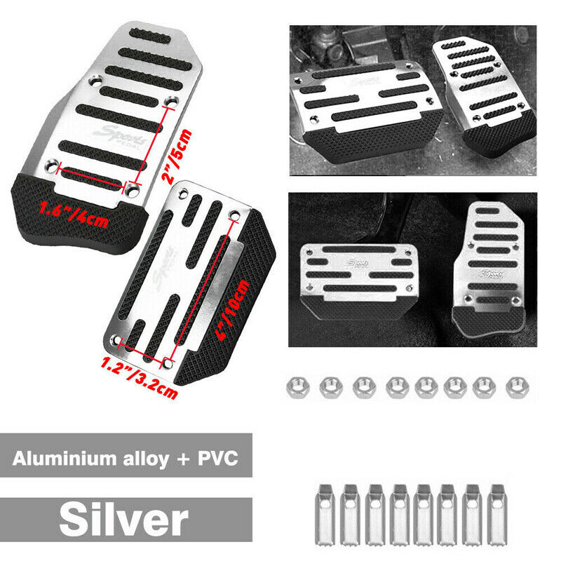 Silver Color Non-Slip Automatic Gas Brake Foot Pedal Pad Cover Car Accessories e