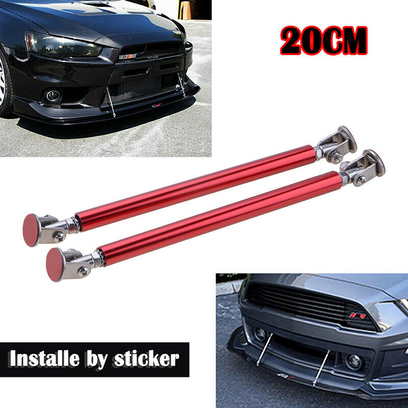 200mm Red Adjustable Car Front Rear Bumper Lip Splitter Strut Rod Support Bars