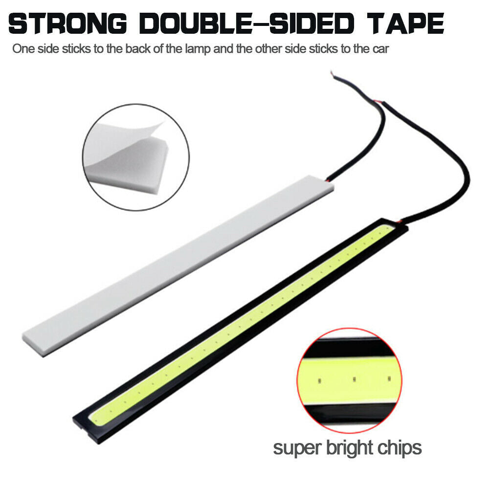 2X LED Strip Car DRL Running Daytime Light COB Driving Fog Lights Waterproof UK