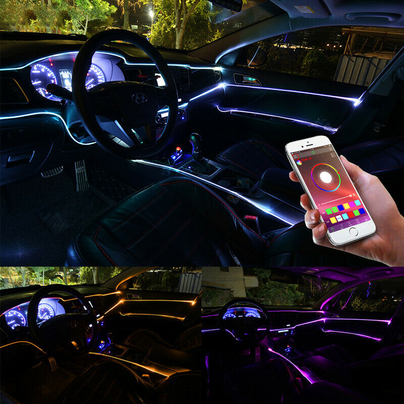 1x Car Ambient Atmosphere Lighting RGB LED Interior Strip Light Trim APP Control