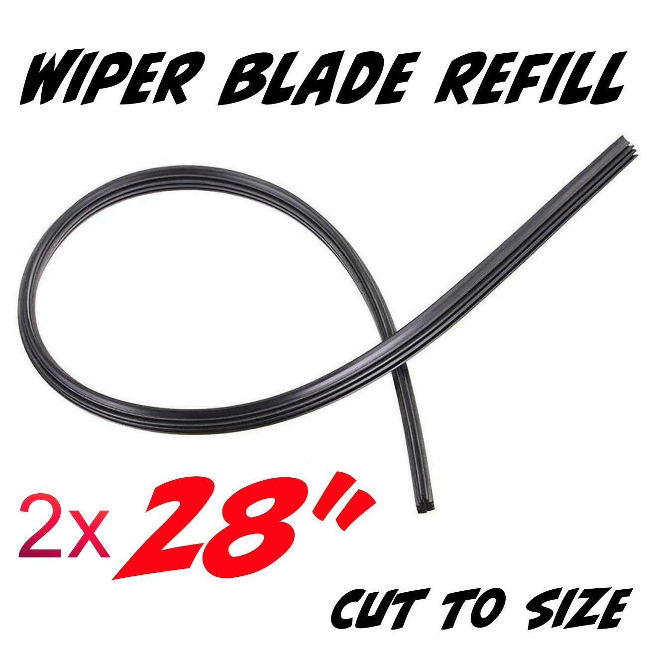 2 x universal front wiper blade rubber Insert Refill 28" replacement cut to size