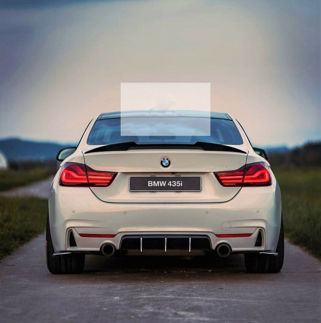 BMW M Sport 4 Series Coupe F32 Gloss Black M4 Style Boot Lip Spoiler 2013 to 2020