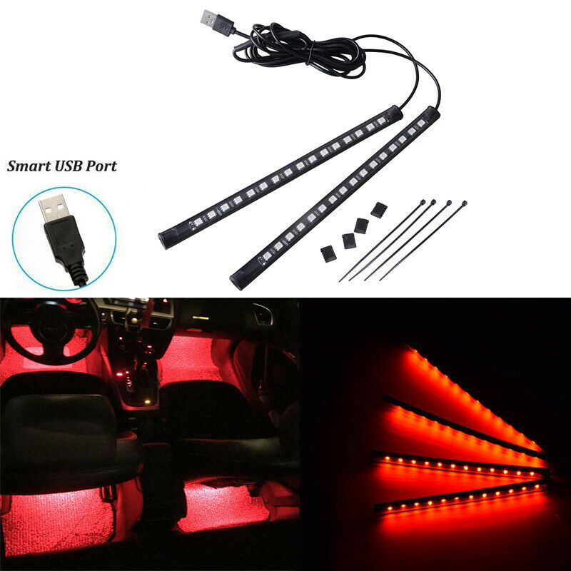 9/16 LED Car Interior Lights Footwell Strip Light Atmosphere Lamp Universal UK