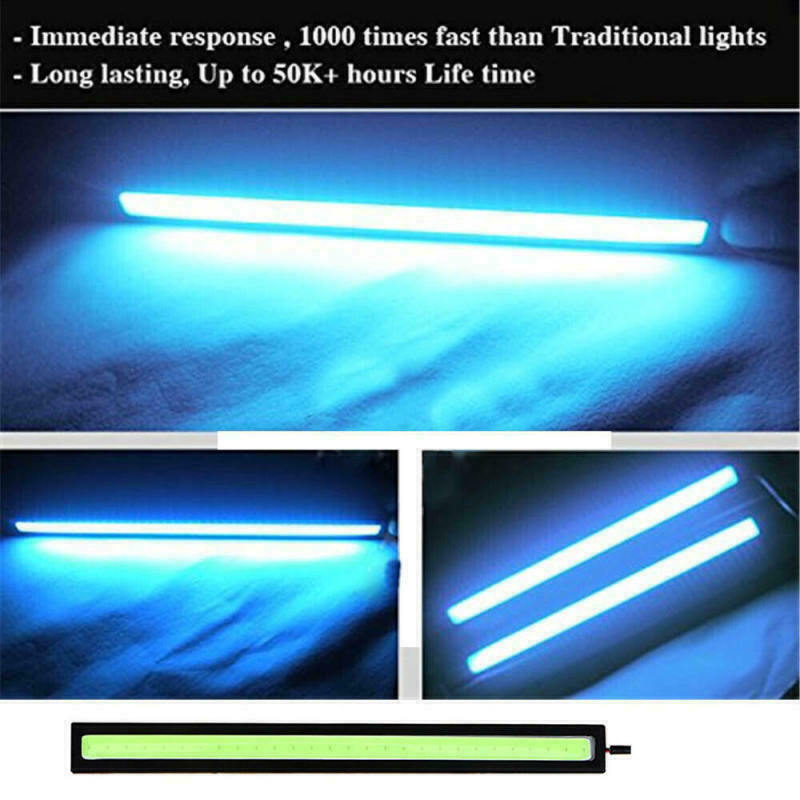 UK 10pcs IceBlue LED Strip Car DRL Running Daytime Light COB Driving Lights 17CM