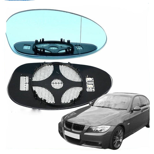 Right Driver side blue Wide Angle mirror glass for BMW 3 Series 2005-08 heated