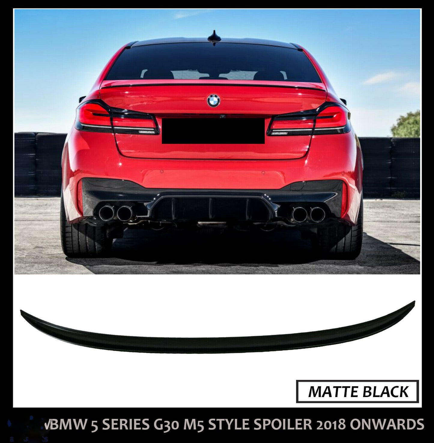 BMW 5 SERIES G30 G31 M5 PSM STYLE REAR TRUNK BOOT SPOILER LIP MATTE BLACK