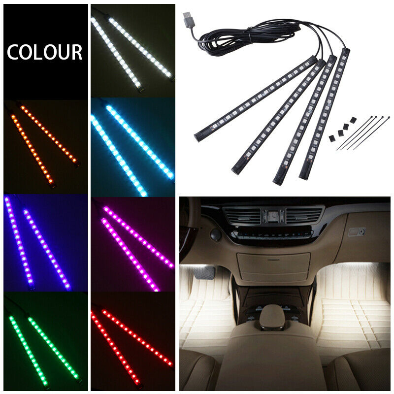 9/16 LED Car Interior Lights Footwell Strip Light Atmosphere Lamp Universal UK