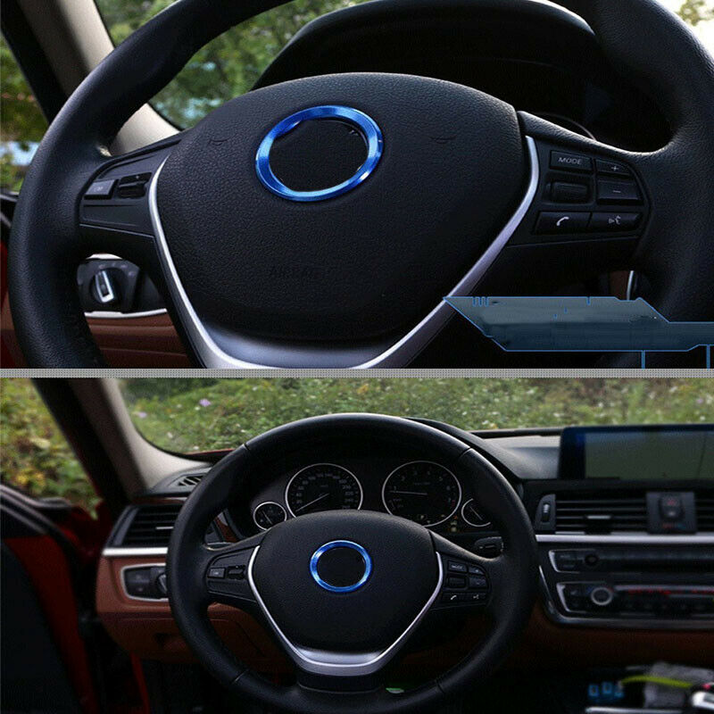 Blue Car Decorative Steering Wheel Center Ring Cover 1/3/4/ 5/7 Series For BMW h