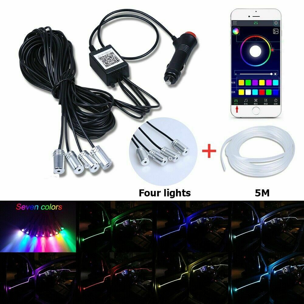 1x Car Ambient Atmosphere Lighting RGB LED Interior Strip Light Trim APP Control