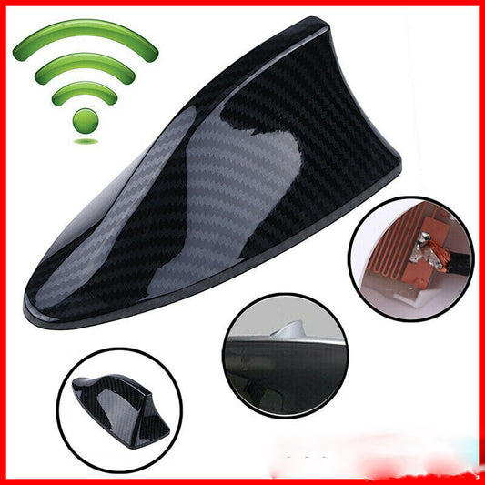 Carbon Fiber Style Car Shark Fin Aerial Antenna Mast Roof AM/FM Radio Signal