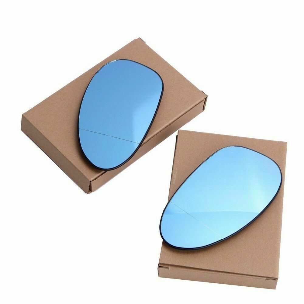 Pair Rearview Door Wing Mirror Glass Heated Blue For BMW E90 E91 E92 2005-2008