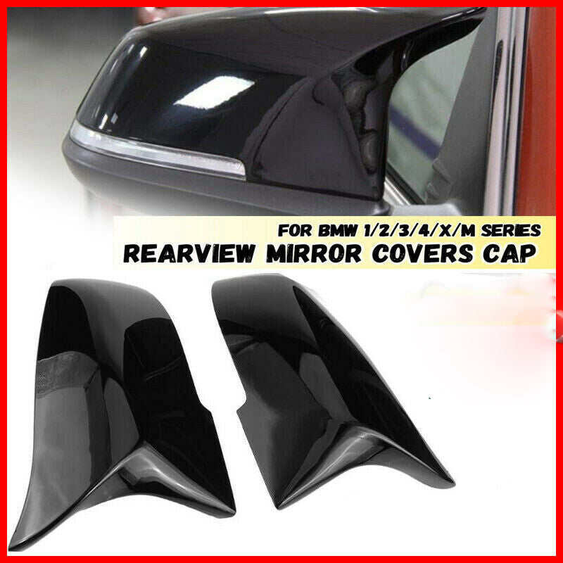 2x Gloss Black Rearview Door Wing Mirror Cover Caps For BMW 4 Series F32 F33 F36