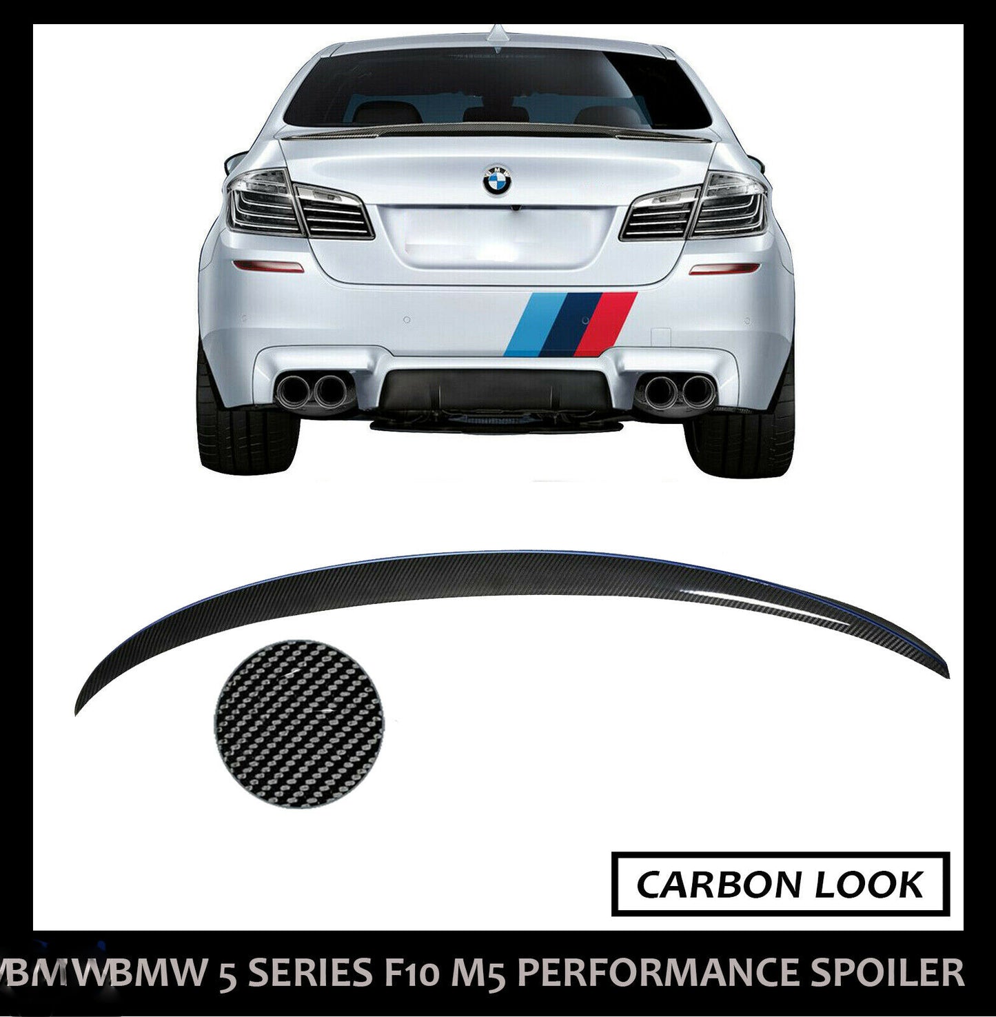 BMW 5 SERIES F10 REAR BOOT SPOILER TRUNK LIP M P SPORT 10-16 CARBON LOOK ABS