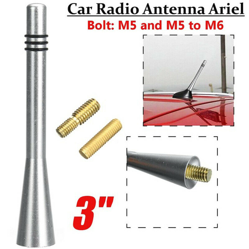 Car Silver Chrome Alloy Bee Sting Aerial Antenna Mast Ariel Arial Radio Screw ah