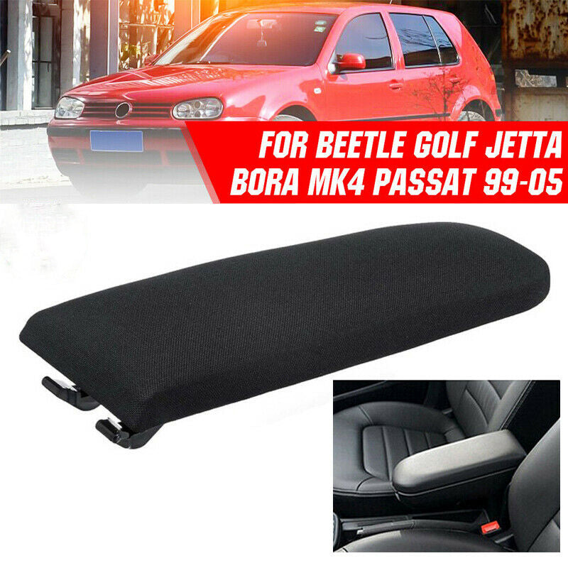 Black Cloth Armrest Cover Lid For VW Jetta Golf MK4 Beetle Center Console Bora e