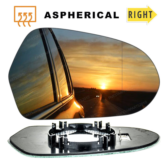 Right Driver side Wide Angle Wing mirror glass for Audi A4 2010-15 Heated