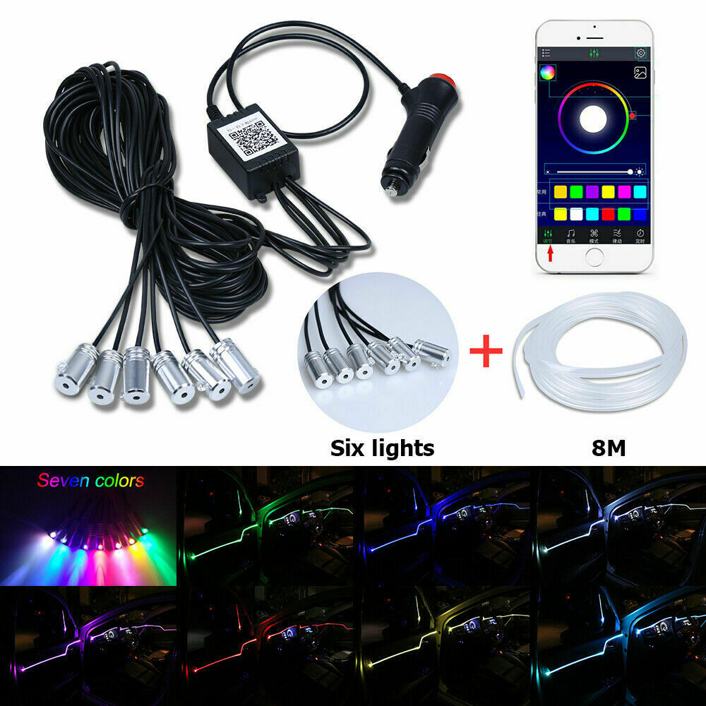 1x Car Ambient Atmosphere Lighting RGB LED Interior Strip Light Trim APP Control