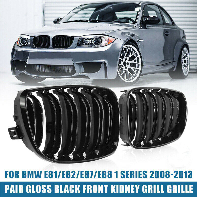 Kidney Grill Grille Gloss Black For 2008-2013 BMW 1 Series E81 E82 E87 E88 UK