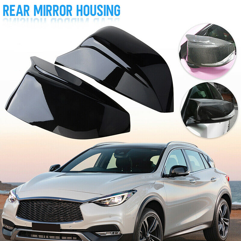 Gloss Black Door Side Mirror Cover Cap Fit For 2014+ Infiniti Q50 Q60 QX30 Q70