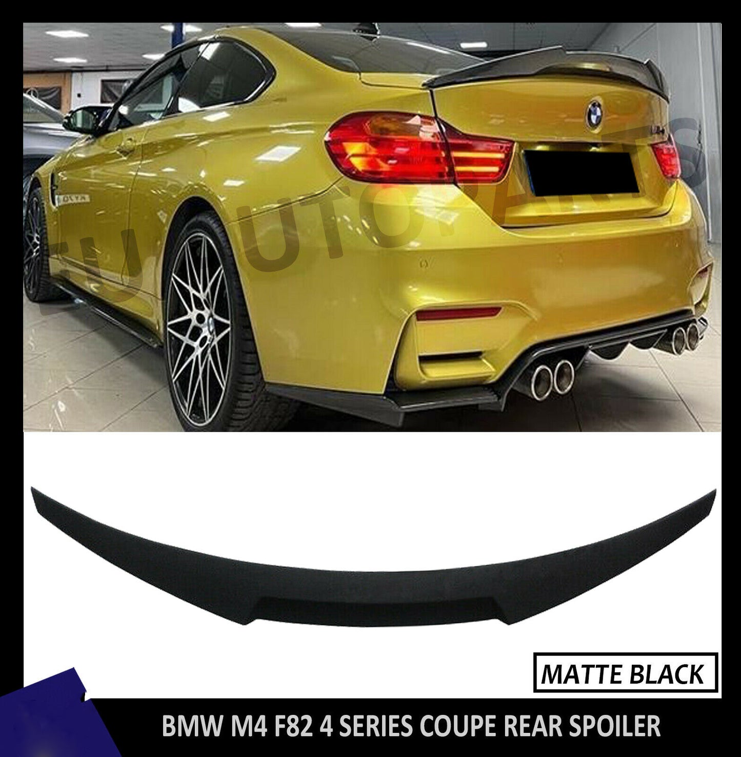 FOR 2014-2020 BMW M4 F82 4 SERIES COUPE REAR SPOILER LIP TRUNK WING MATTE BLACK