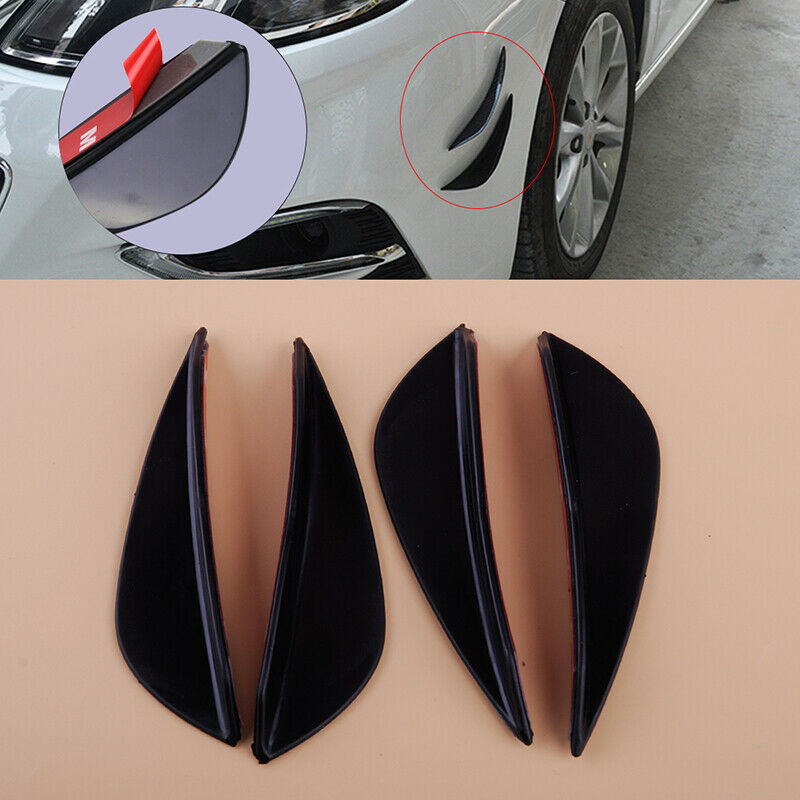 4*Universal Car Front Bumper Lip Splitter Fin Body Spoiler Canards Trim Black