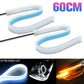 Pair 60CM White/Amber Car LED DRL Daytime Running Light Flexible Tube Strip UK