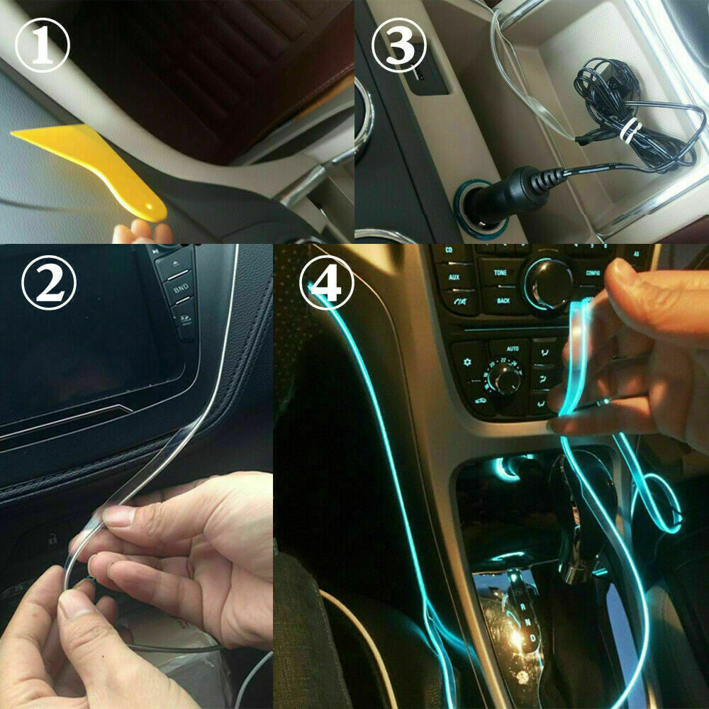 Car Ambient Atmosphere Lighting RGB LED Interior Strip Light Trim APP Control