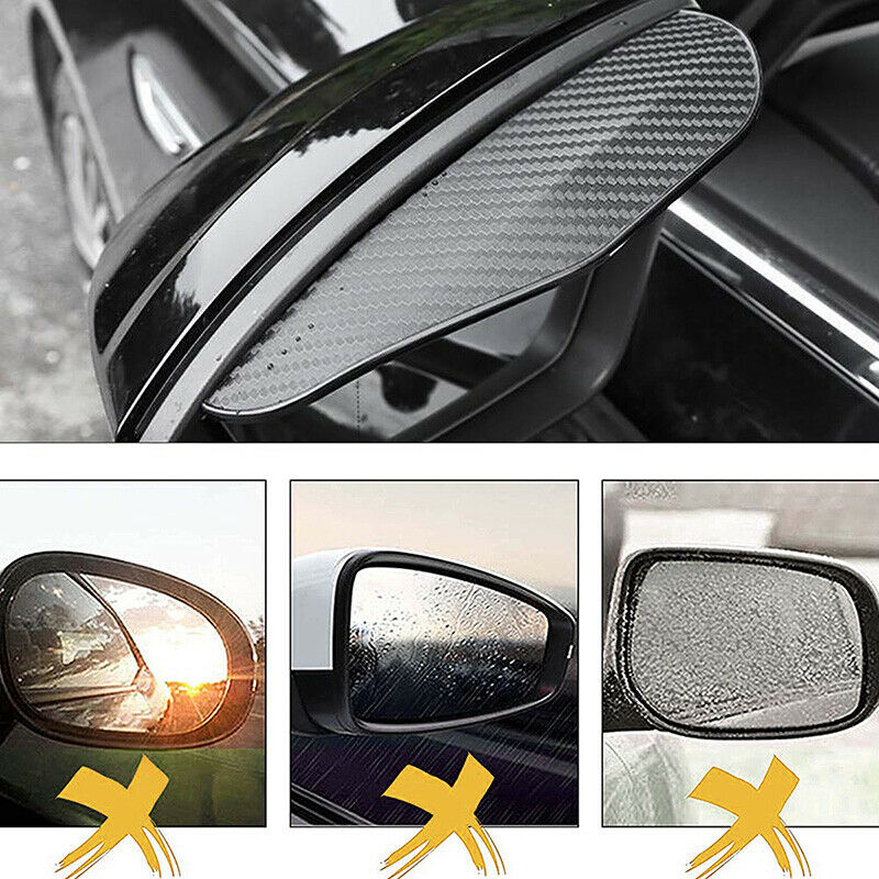 2X Car Black RearView Side Mirror Rain Board Eyebrow Guard Sun Visor Accessories
