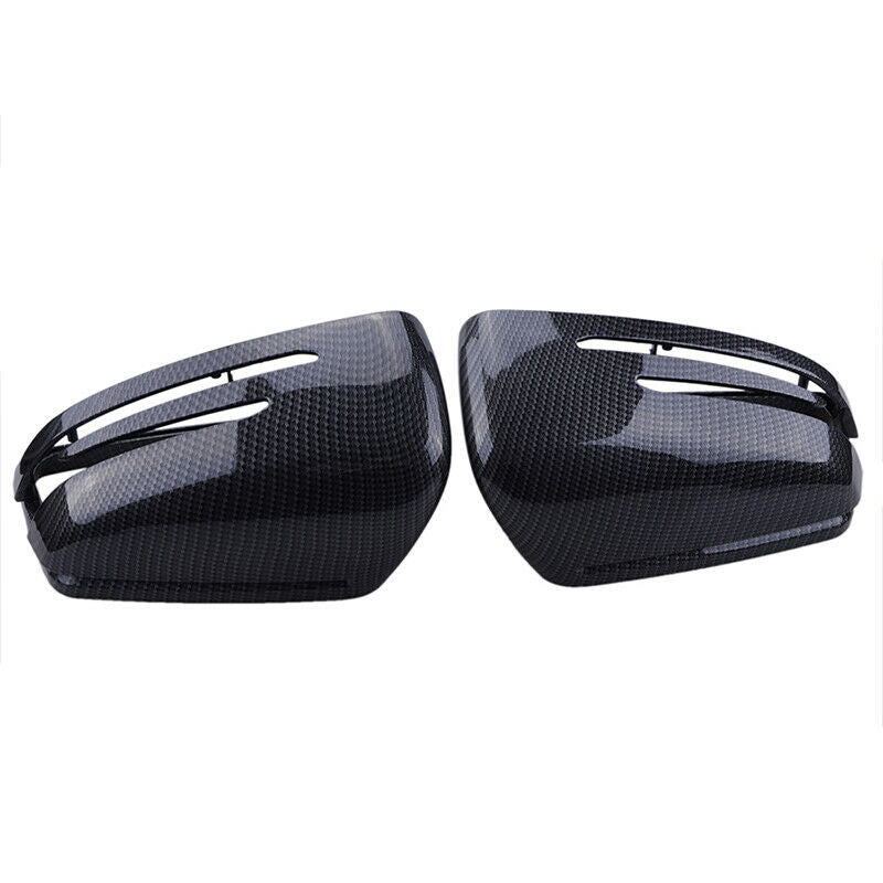 Pair Carbon Wing Mirror Cover Cap For Mercedes Benz W204 C207 W212 W221 E250 2x