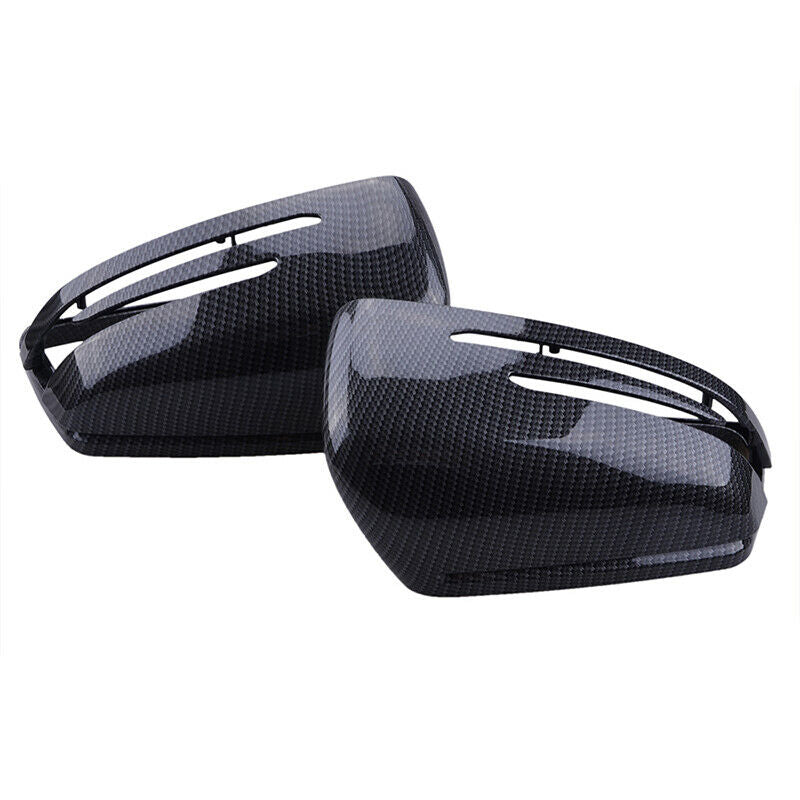 Pair Carbon Wing Mirror Cover Cap For Mercedes Benz W204 C207 W212 W221 E250 2x