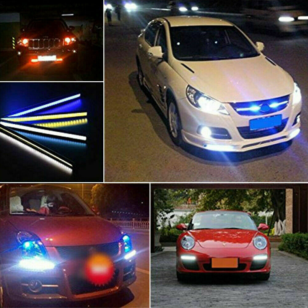 UK LED Strip Car DRL Running Daytime Light COB Driving Fog Lights Waterproof ea