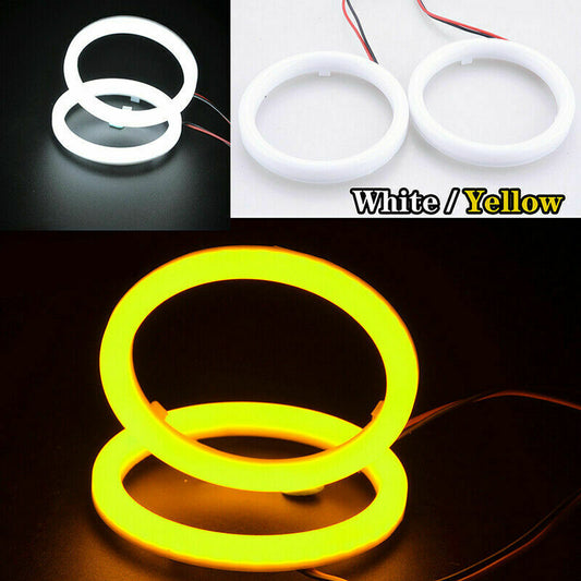 Pair White Halo Fog Light Rings Angel Eyes Headlight Kit 70/80/90/100/110/120MM