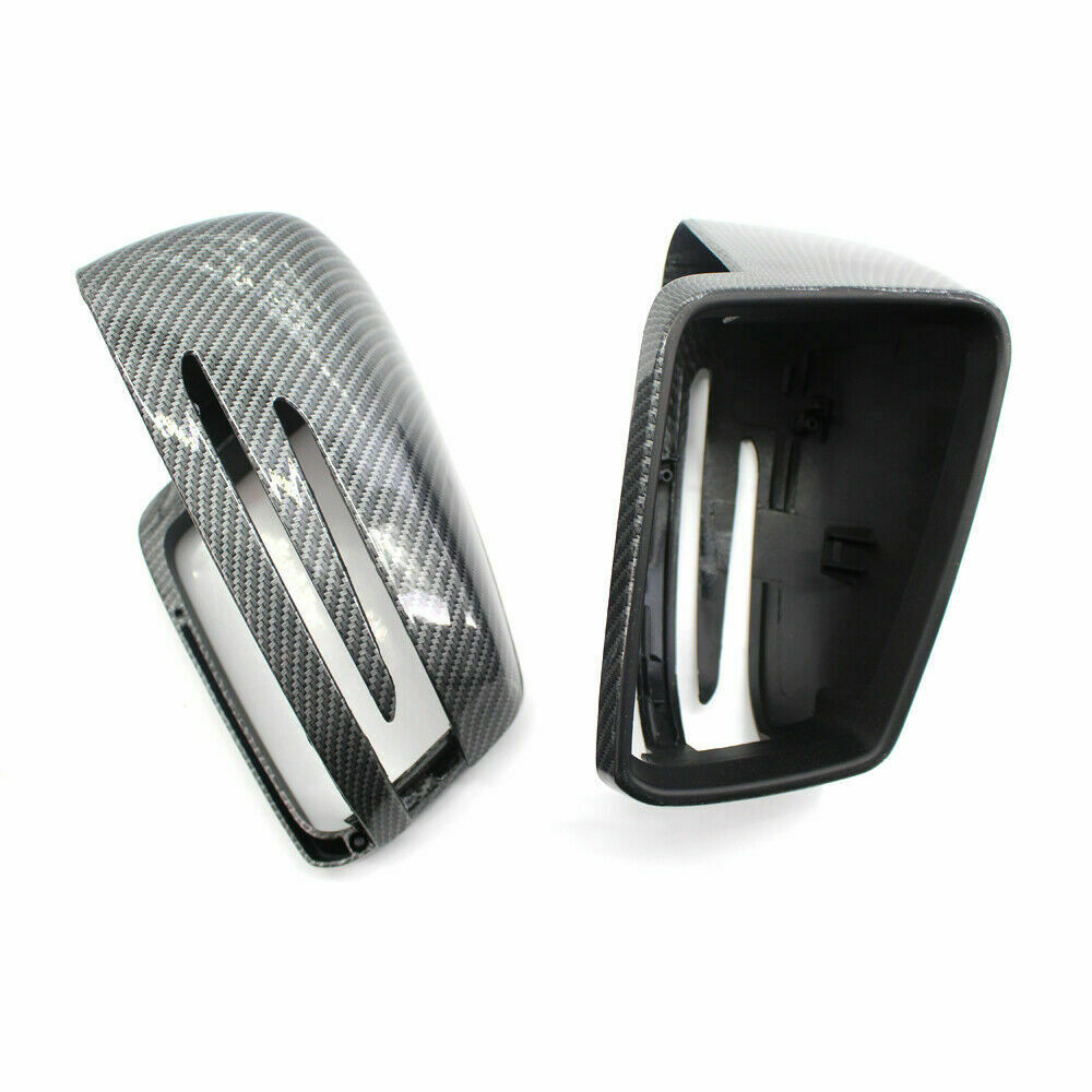 Pair Carbon Wing Mirror Cover Cap For Mercedes Benz W204 C207 W212 W221 E250 2x