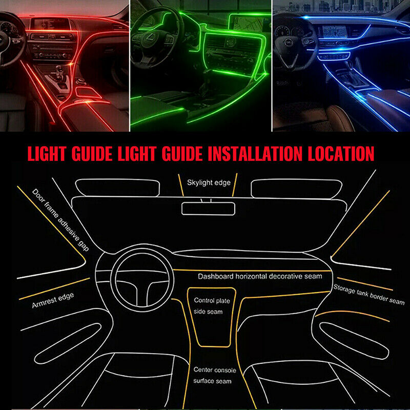 Set 8M 6in1 Fiber Optic Interior Lights Ambient Light Decor Car Door Center UK e