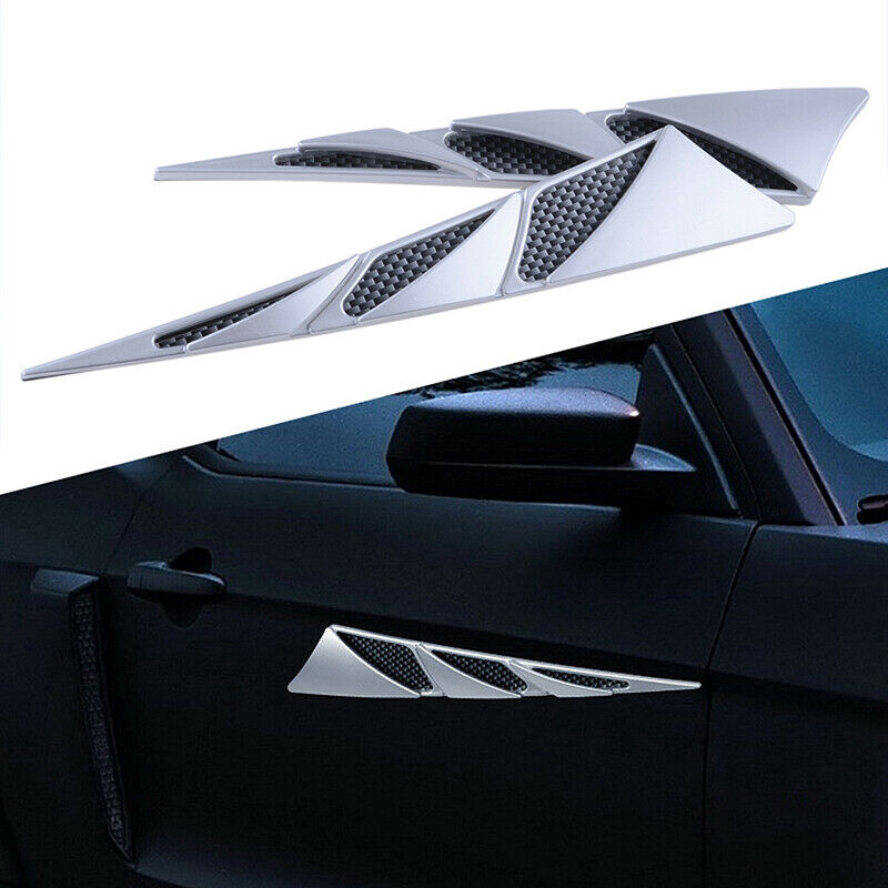 Auto Hood Stickers Silver Side Air Intake Flow Vent Cover ABS Universal Decor UK