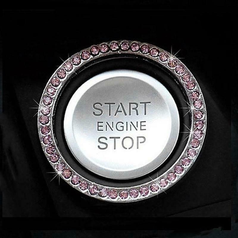 Auto Accessories Car Decorative Silver Button Start Switch Diamond Ring Pink UK