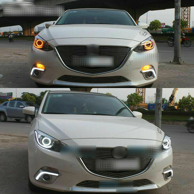 2X Angel Eyes 60-120MM COB Car Headlight Halo Ring White DRL Amber Turn Light