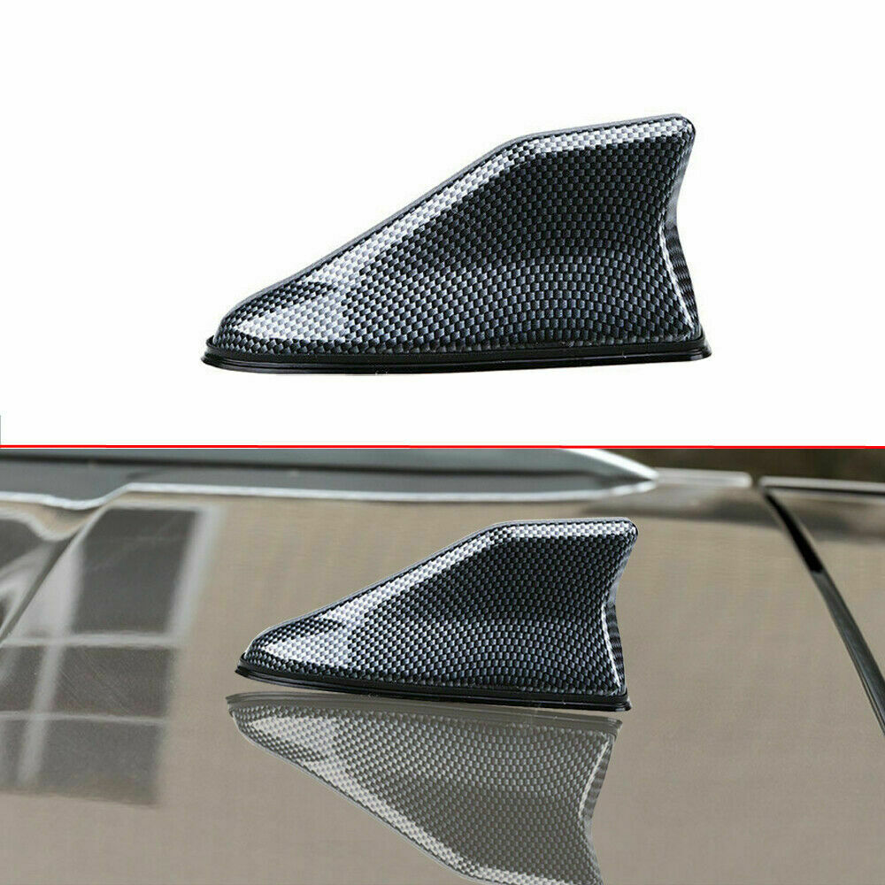 Carbon Fiber Shark Fin Aerial Antenna Roof AM/FM Signal Universal Rubber Base UK