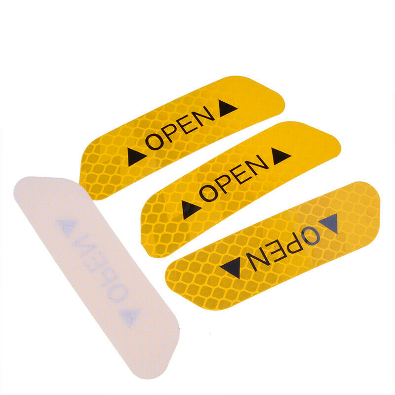 4PCS Car Door Open Sticker Reflective Tape Safety Warning Decal Orange HIQ ah01