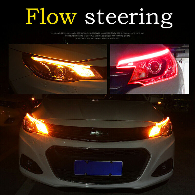 2x Sequential LED Strip Turn Signal Switchback Indicator Daytime Running Lights