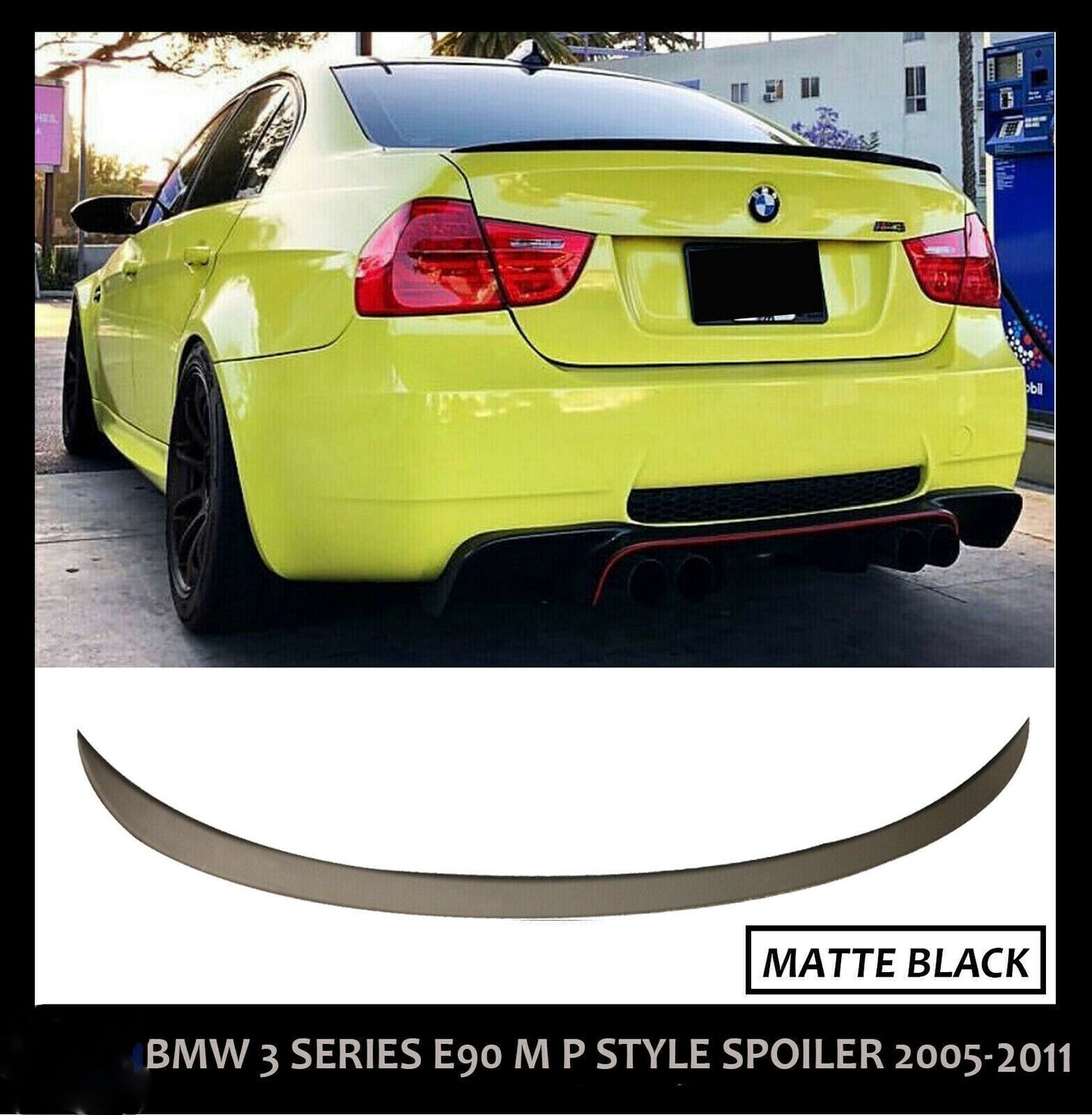 BMW E90 M SPORT M3 STYLE REAR TRUNK BOOT SPOILER LIP MATTE BLACK OEM FIT