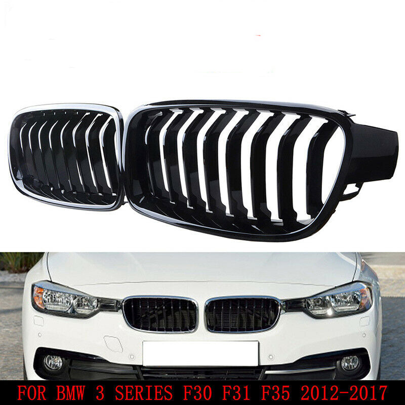 8 BAR FOR BMW F30 F31 3 SERIES GLOSS BLACK SINGLE LINE KIDNEY GRILLE M SPORT UK