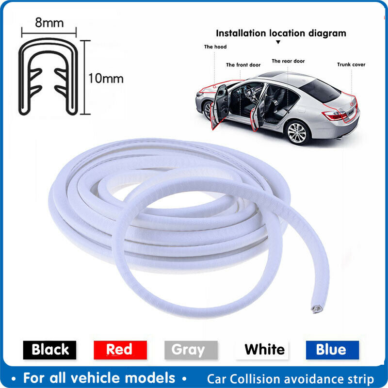 1*4.5M Car White Door Boot Edge Protectors Strip Trim P Shape Guard Seal Rubber