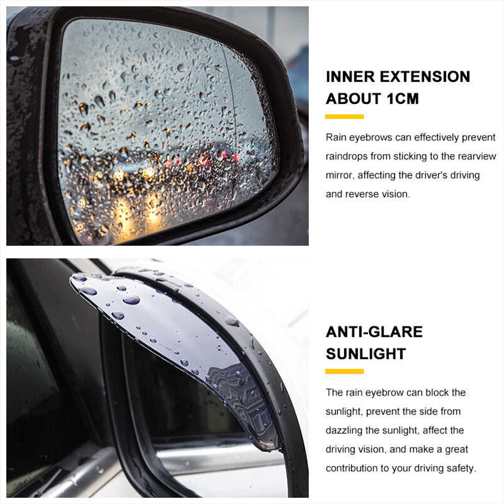 2xCar Clear Rear View Side Mirror Rain Board Eyebrow Sun Visor Guard Accessories