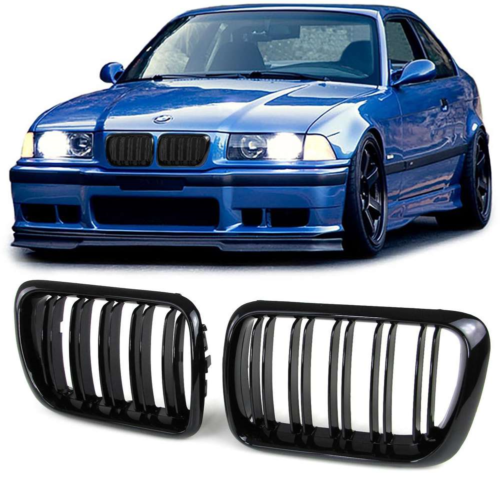 BMW E36 97- facelift gloss black front kidney grilles grille grills double spoke