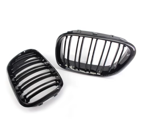 BMW X5 E53 1999 - 2003 GLOSS BLACK FRONT KIDNEY GRILLES GRILLS DOUBLE TWIN SPOKE