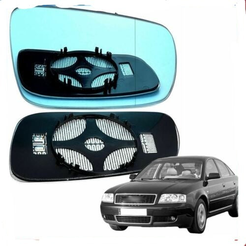 Right Driver blue Wide Angle Wing mirror glass for Audi A6 1994-1998 Heated