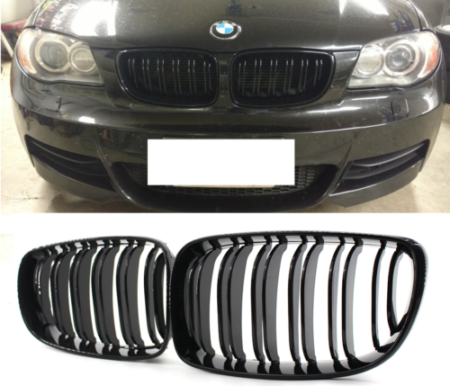 BMW E87 E81 E82 E88 M style gloss black double spoke slat kidney grille grilles