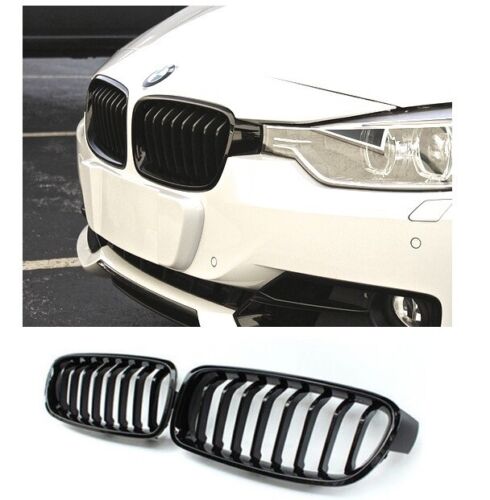 BMW F30 F31 M PERFOEMANCE GLOSS BLACK FRONT KIDNEY GRILLES GRILLE GRILL