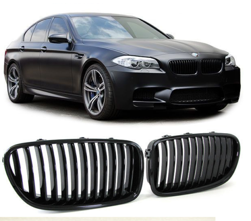 BMW F10 F11 & M5 GLOSS BLACK M PERFORMANCE LOOK FRONT KIDNEY GRILLES GRILLS UK